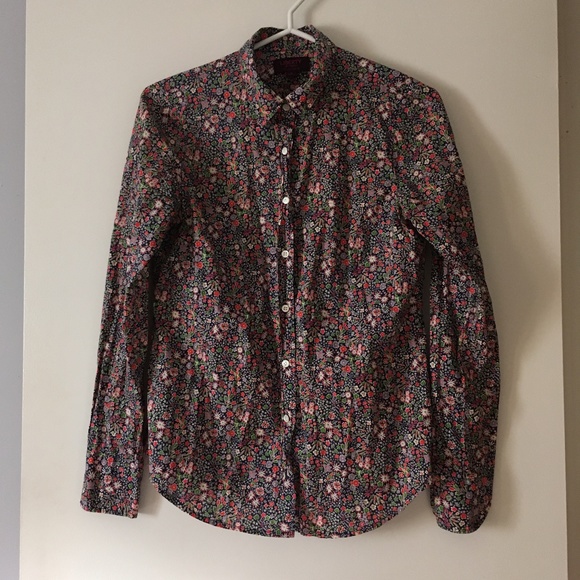 LIBERTY x J CREW Kayoko Floral Cotton Button Up Shirt 4 - Picture 2 of 7